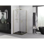 MEXEN - Exo štvorcový posuvný sprchovací kút 85 x 85, transparent, zlato 8111-085-085-50-00
