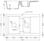 MEXEN - Gaspar žula drez 1,5-misa drez s vypúšťaním krátky odkvapkávač 737x475 mm, béžová 6507731505-69