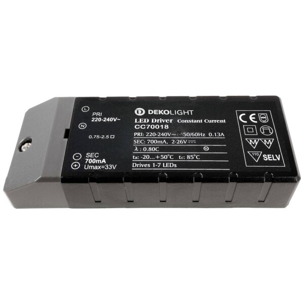 Deko Light BASIC, CC, CC70018/18W napájací zdroj pre LED konštantný prúd 18 W 700 mA 2 - 26 V; 180514