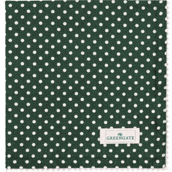 GREEN GATE Bavlnená servítka s krajkou Dotty Dark Green