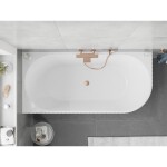 MEXEN/S - Silo voľne stojaca rohová vaňa ľavá reliéf 150 x 75, biela/sivá, sifón a prepad meď kartáčovaná 52891507562L-65