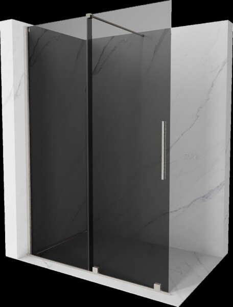 MEXEN/S - Velar Sprchová zástena posuvná Walk-in 130 x 200, grafit 8 mm, nikel kartáčovaná 871-130-000-43-97