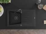 MEXEN/S MEXEN/S - Cesar granitový drez s odkvapkávačom vrátane batérie Telma, čierna/strieborná 6514-73-670200-70-B