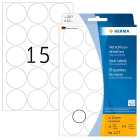 Herma Uzatváracie etikety transparentné 32 mm / Extra lepivé / Polyester / 240 ks (2277)