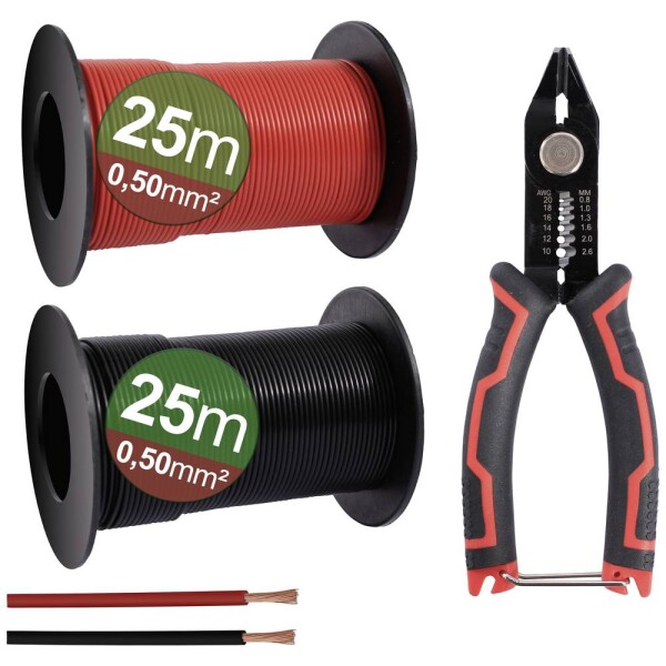 Quadrios 23CW028 Sortiment laniek, 0.5 mm², čierna, červená, 1 sada; 23CW028