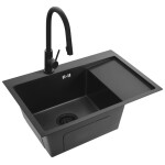 REA - Oceľový drez Fin Black s kuchynskou batériou KPL-96014