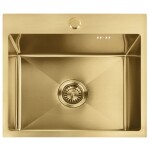 REA REA - Oceľový drez Leo 50 BRUSH GOLD s kuchynskou batériou KPL-96004