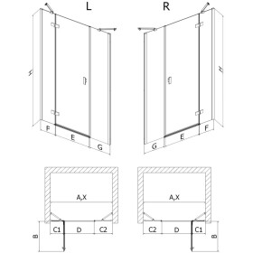 MEXEN/S - Mist-H sprchové dvere krídlové ľavé 135, transparent, meď kartáčovaná 8A5-135-001-65-00-L