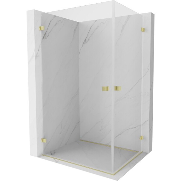 MEXEN/S - Lunar-B Duo sprchovací kút dvere krídlové 85 x 75, transparent, zlato kartáčovaná 832-085L-075P-55-00