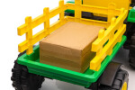 Mamido Mamido Detský elektrický traktor s vlečkou 12V 7Ah EVA kolesá ECO koža zelený