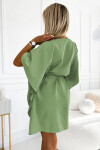 Dámske šaty so zaväzovaním v páse SOFIA 287-27 Olive - Numoco L/XL olivovo zelená