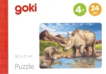 GOKI Drevené puzzle Africké zvieratá: Nosorožce