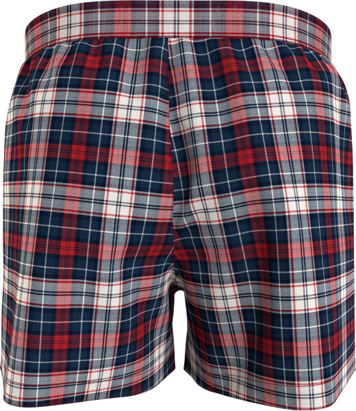 Pánske trenírky 3P WOVEN BOXER PRINT UM0UM02847 0W1 červené-tm.modré-káro - Tommy Hilfiger L