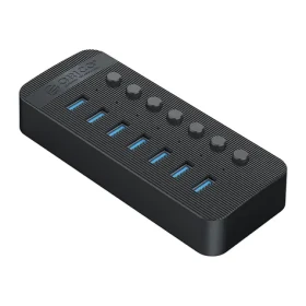 Orico CT2U3-7AB USB HUB s vypínačmi čierna / 7x USB-A 3.0 / kábel USB-A - USB-B 1m