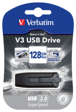 Verbatim Store #39;n#39; Go V3 128GB čierna / Flash Disk / USB 3.0 / čítanie: 80MBs / zápis: 25MBs (49189-V)