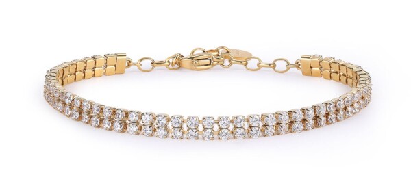 Brosway Dvojradový pozlátený tenisový náramok s čírymi zirkónmi Desideri BEI097