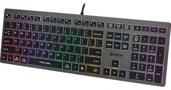 A4Tech Fstyler FX60H šedá / Drôtová klávesnica / membránová / neónové podsvietenie / 2× USB / 150 cm (A4TKLA47126)