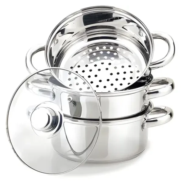 Maestro MR-2900-24 strieborná / Hrniec na varenie v pare / 24 cm / 5 l / sklo, nerez (MR-2900-24)
