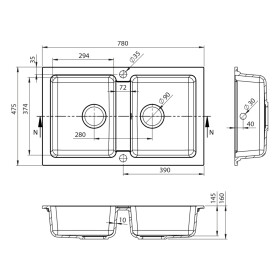 SAPHO SAPHO - Dvojdrez granitový, 78x48cm, béžová GR2222