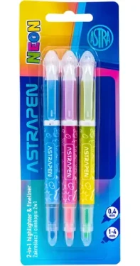 ASTRA Zvýrazňovač 2v1 Neon / Sada 3 ks / Liner + zvýrazňovač (207024907)