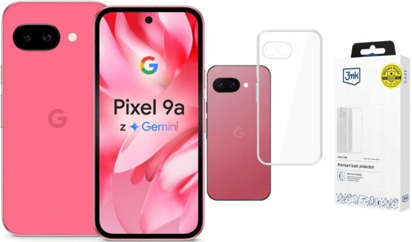 Google Pixel 9A 5G 8/128GB Różowy (GA09565-GB) + Etui Clear Case