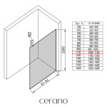 CERANO - Sprchová zástena Walk-in Onyx Top Round Ľ/P - 8 mm - okrúhla vzpera - čierna matná, bronzové sklo - 110x200 CER-689011