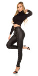 Sexy KouCla highw.leatherlook trousers with lacing black XL