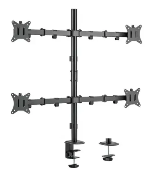 Equip stolný držiak pre 4 monitory čierna / Stolný držiak / 17-32" / VESA 75-100 mm / nosnosť 9 kg / 360° (650159)