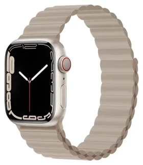 Devia Deluxe Sport 3 44/45/46mm khaki / Remienok pre Apple Watch / Silikónový / Magnetické uchytenie (6938595364877)