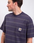 Carhartt WIP S/S Bert Pocket T-Shirt Bert Stripe, Shady Purple garment dyed S