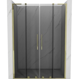 MEXEN/S - Velar L Duo posuvné sprchové dvere 140, grafit, zlatá 871-140-003-42-50