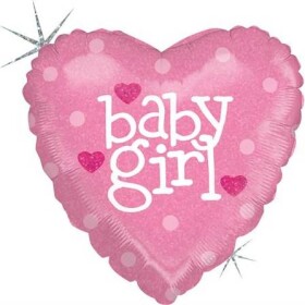 Nafukovací balónik ružové srdce narodenie dievčatka 46 cm - Grabo