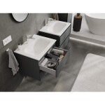 MEXEN/S - Orio kúpeľňová skrinka 60 cm s umývadlom Vela, 2 zásuvky, grafit mat/biela mat 91A10-06047-2-BFF66-W23M01