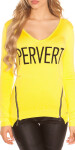 Trendy KouCla v-sweater with Zip "PERVERT" Einheitsgroesse