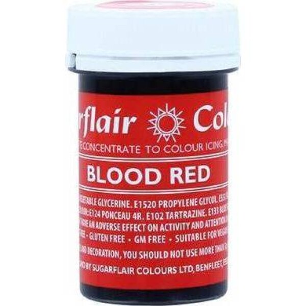 Gélová farba Sugarflair (25 g) Blood Red A151 tortová jahoda - Sugarflair - Sugarflair