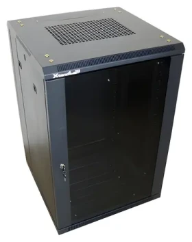 Xtendlan 18U/800x1000 čierna / Stojanový rozvádzač / 19" / sklenené dvere / plný chrbát (ECO-18U-8118-BLACK-S)
