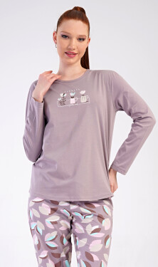 Dámske dlhé pyžamo Karla bílá káva 2XL