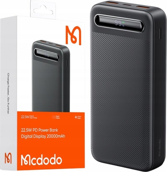 Mcdodo Power Bank Mcdodo MC-3891 Digital Display 20000mAh, 22.5W do D (Čierny)