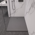 CERANO - Sprchová vanička obdĺžniková Pablo - SMC/minerálny kompozit - štruktúrovaná šedá - 150x90x3 CER-481336