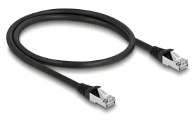 DeLock / Sieťový kábel / Cat.6A S/FTP / PUR vonkajší / RJ45 - RJ45 / 0,5 m / čierny (80133)