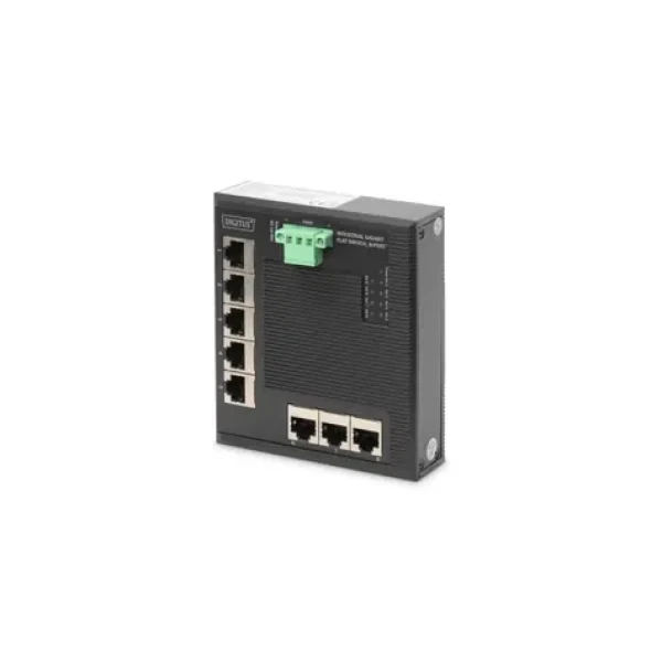 Digitus Switch Ind. čierna / Switch / Priemyselný / 8x Gigabit / Unmanaged / DIN lišta (DN-651127)
