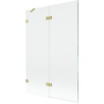 MEXEN/S - Lunar vaňová zástena 2-krídlová ľavá 120 x 150, transparent, zlatá kartáčovaná 897-120-100-55-00-L