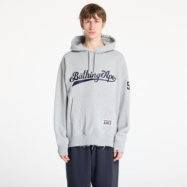 Mikina A BATHING APE Baseball Logo Relaxed Fit Pullover Hoodie UNISEX Gray XL