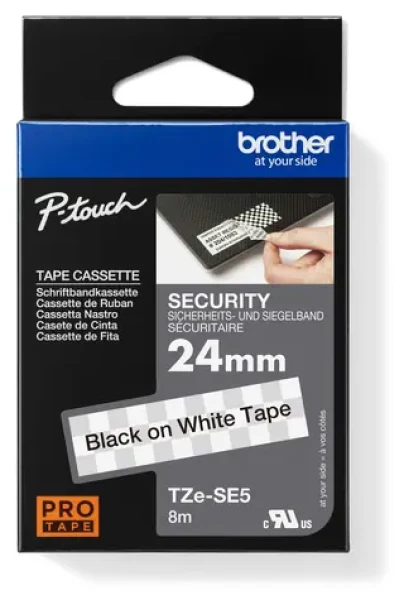 Brother TZe-SE5 biela/čierna / Plombovacia páska / 24 mm / 8 m (TZESE5)
