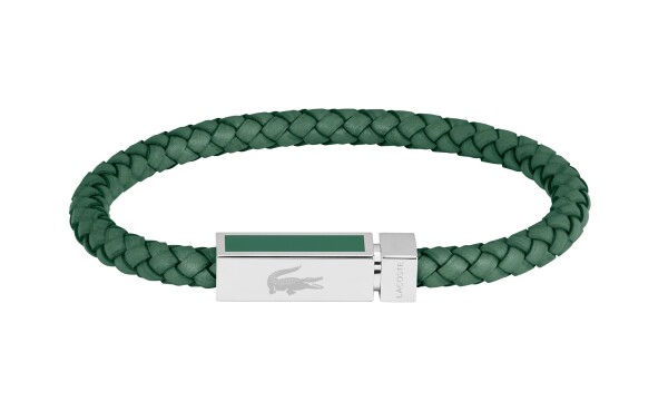 Lacoste Zelený kožený náramok pre mužov Rockel 2040449