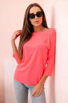 Dámska blúzka s lodičkovým výstrihom ružová neónová UNI