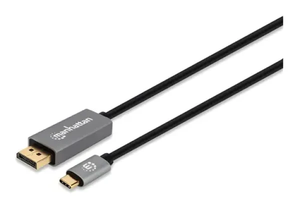 Manhattan / Redukcia / USB-C na DisplayPort 1.4 / 3 m / max. 7680 x 4320 px / čierna, strieborná (354851)