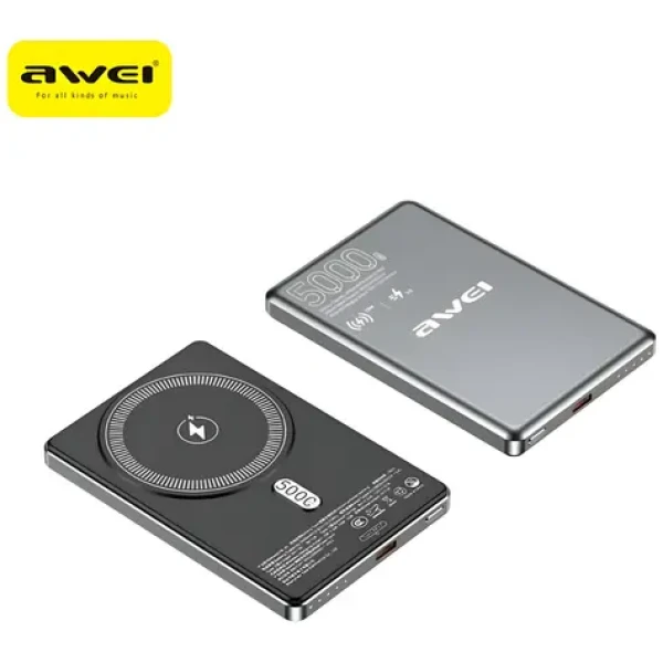 Awei PA-30 sivá / Powerbanka / MagSafe / 5000 mAh / 15 W bezdrôtovo (PA-30)