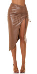 Soo Sexy! Koucla faux leather skirt with XL leg slit black Einheitsgroesse