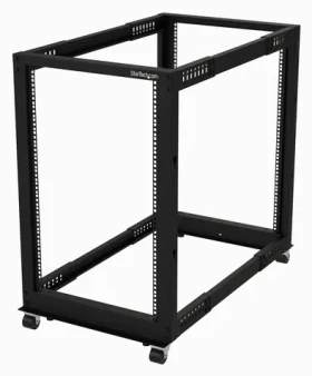 StarTech Otvorený rack 18U mobilný / Otvorený rozvádzač / 19" / 4-stĺpikový / nastaviteľná hĺbka 22-40" / pojazdný (4POSTRACK18U)